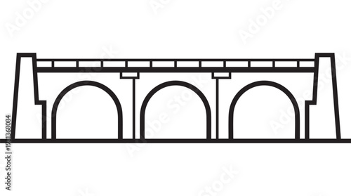 Modern architectural facade with three arched windows in minimalist black and white line drawing