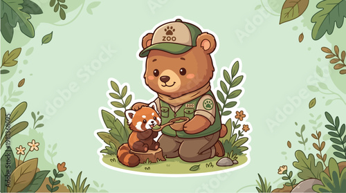 Brown bear with little cub.