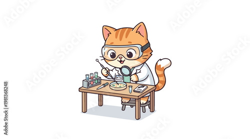 Cartoon Cat in Lab Coat.