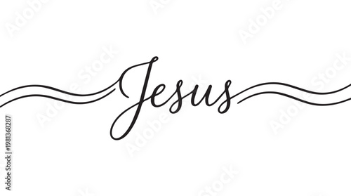 Elegant black cursive Jesus calligraphy on tansparent background for religious and spiritual designs