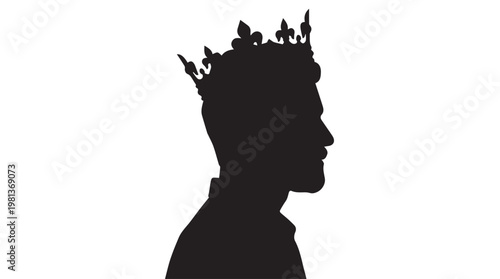 Silhouette of man with crown of thorns in dramatic black and white profile view
