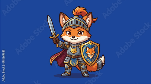Cartoon Fox Knight Warrior 1.