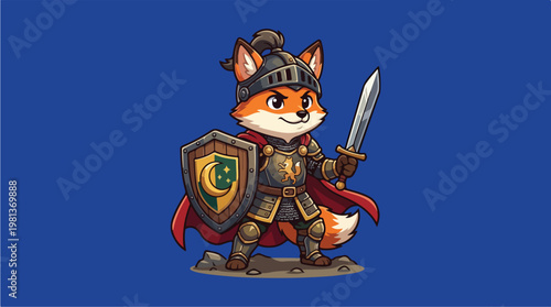 Cartoon Fox Knight Warrior.