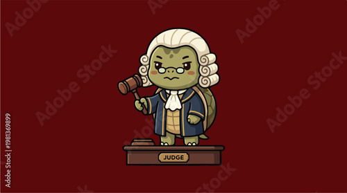 Cartoon Frog Judge Character Illustration.