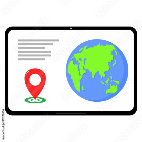 Tablet with earth and maps icon inside