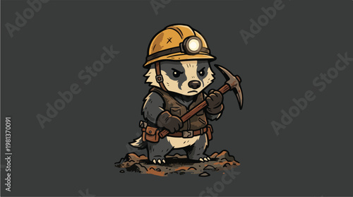 Cartoon mole in mining gear.