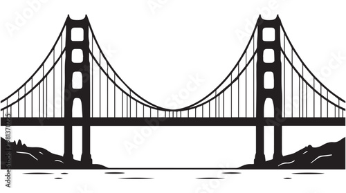 Iconic Golden Gate Bridge in San Francisco at sunset with clear sky and dramatic silhouette