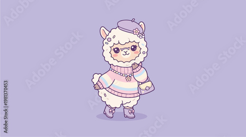 Cute Cartoon Llama Wearing Clothes 1.