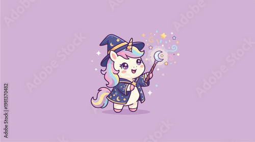 Cute Cartoon Unicorn Character.