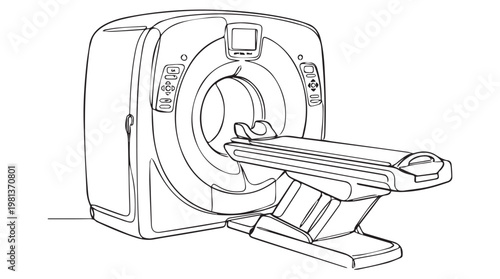 Medical MRI scanner with patient undergoing diagnostic imaging in hospital radiology department