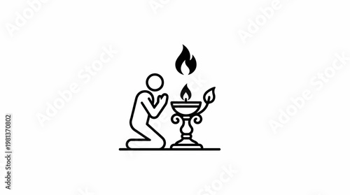 Person Praying Before Burning Candle