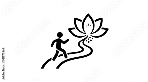 Path to Enlightenment Person Following Lotus Flower