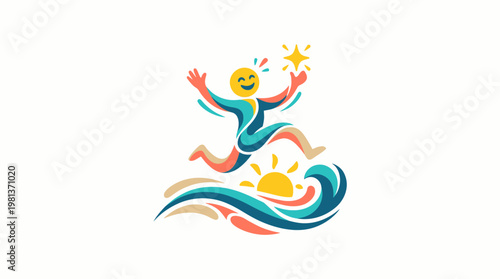 Joyful Person Running Towards Success with Positive Energy