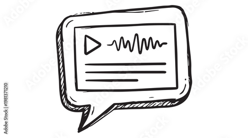 Hand drawn speech bubble with stock market trend line concept for financial communication