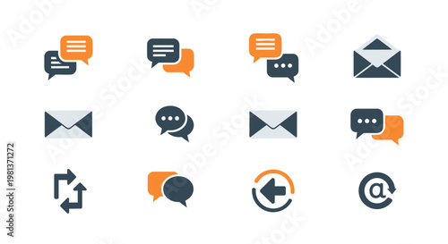 Email and messaging icons set.