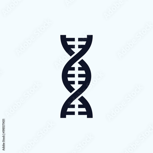 A stylized black double helix DNA icon on a plain white background representing genetics and biology.