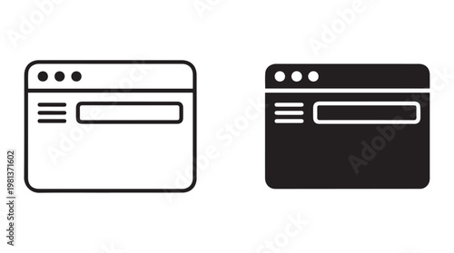 Minimalist dual web browser windows in light and dark mode for UI design and digital interface mockups