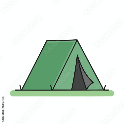 Outdoor Camping Tent on Green Grass Field in Nature Setting