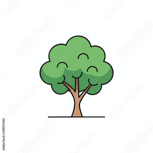 Friendly Cartoon Tree Illustration for Nature and Environment Themes