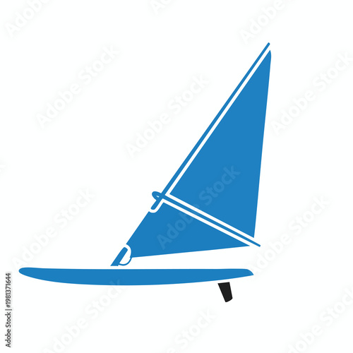 Stylish Blue Sailboat Cutting Through Calm Waters on Clear Day