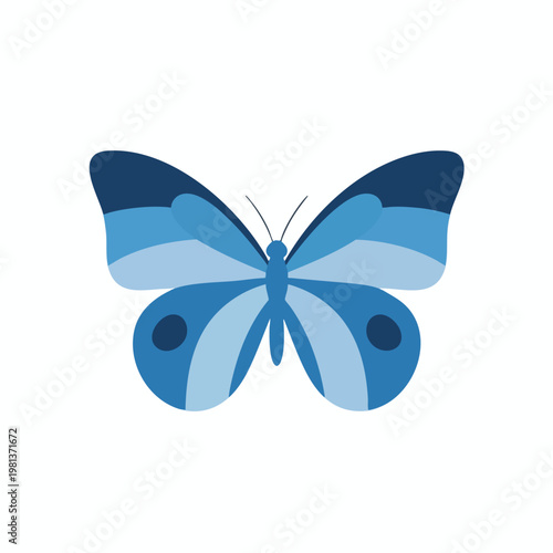 Elegant Blue Butterfly with Open Wings on White Background for Nature and Environmental Themes