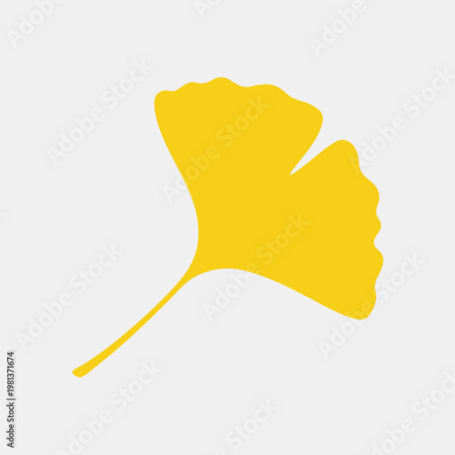 Stylish Yellow Ginkgo Leaf on White Background for Nature and Botanical Design