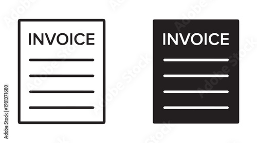 Minimalist invoice template icons in light and dark mode for business documents and finance apps