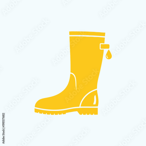 Bright Yellow Waterproof Boot for Outdoor Activities and Rainy Weather
