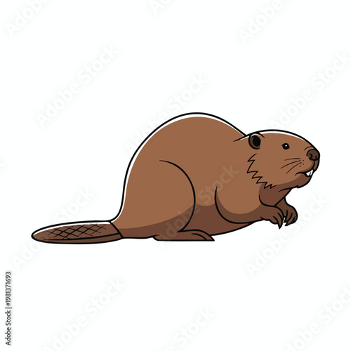 Illustration of a Brown Beaver in a Natural Setting for Wildlife and Nature Projects