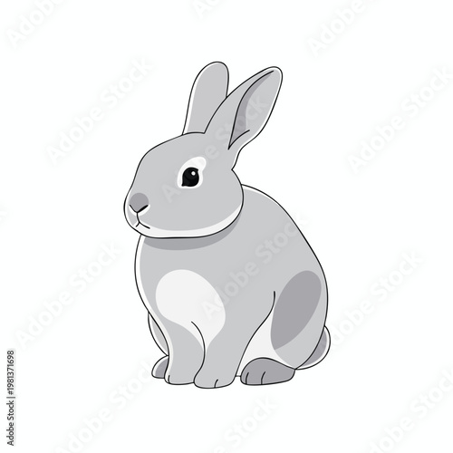 Cute Gray Bunny Illustration for Nature and Animal Themed Content