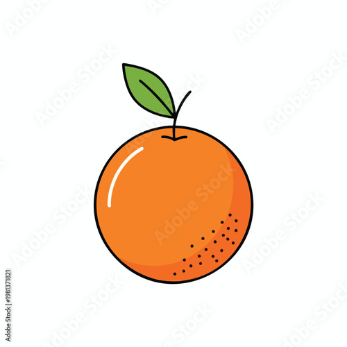 Fresh Orange Fruit with Leaf Illustration for Healthy Lifestyle and Nutrition Concepts