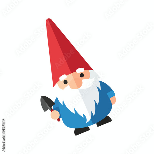 Cute Gnome Character Holding a Gardening Trowel for Whimsical Garden Decor