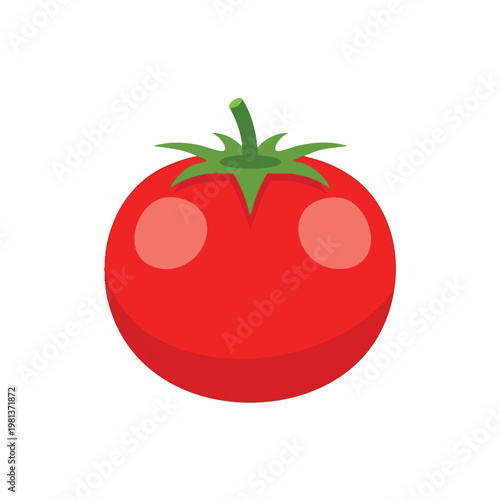 Vibrant Red Tomato with Green Stem Fresh and Juicy Vegetables