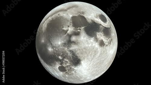 phase. Full moon glowing in dark space, detailed craters visible under cold moonlight. STEM education sheets, lab safety posters, designed for STEM education and laboratory safety posters.