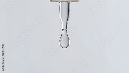 sedition. A single clear droplet falling from a glass dropper, studio lighting, clean aesthetic. bar promotions, beverage menus, designed for product packaging and bar promotions.