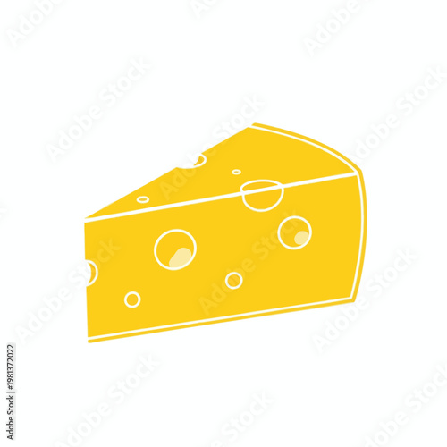 Fresh Slice of Yellow Cheese with Bubbles Isolated on White Background