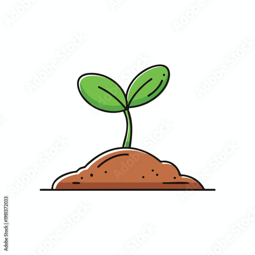 Growing Green Plant Sprout Emerging from Rich Soil for Environmental and Nature Themes
