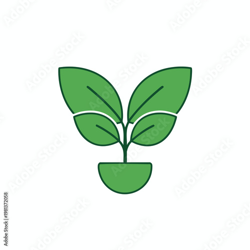 Fresh Green Plant Growing in a Small Pot for Home Decor and Eco Friendly Living