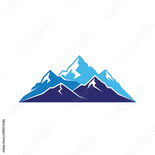 Beautiful Mountain Landscape with Snow Capped Peaks and Clear Blue Sky