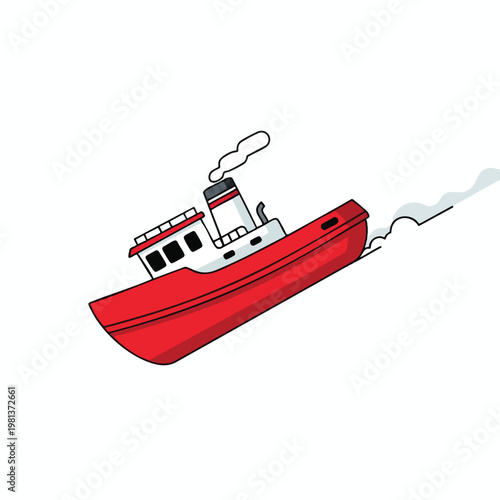 Modern Red Passenger Boat Navigating Calm Waters for Travel and Leisure