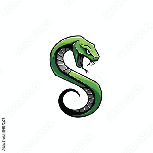Dynamic Green Snake Logo Design for Creative Branding and Studio Use