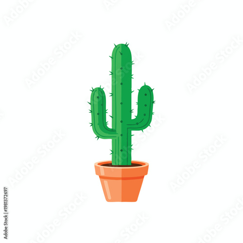 Stylish Green Cactus in Pot for Home Decor or Office Space