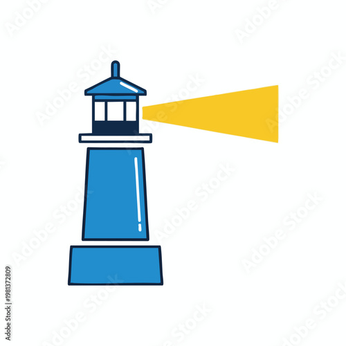 Stylized Lighthouse with Light Beam Illustration for Navigation and Guidance Themes