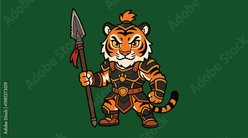 Tiger Warrior Cartoon Character 1.