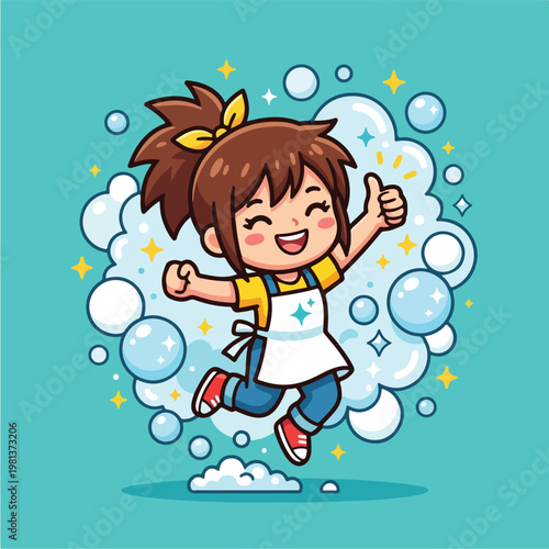 Happy little girl with bubbles 1.