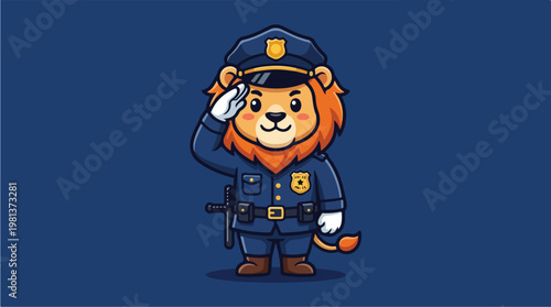 Lion Police Officer Cartoon Character 1.