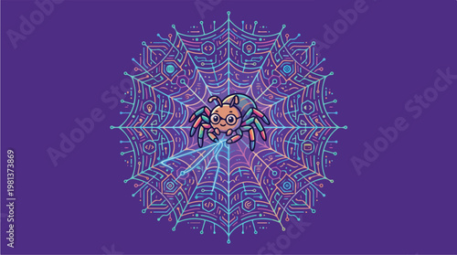 Spider in web design art.