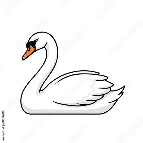 Elegant White Swan Floating on Calm Water in a Serene Natural Setting