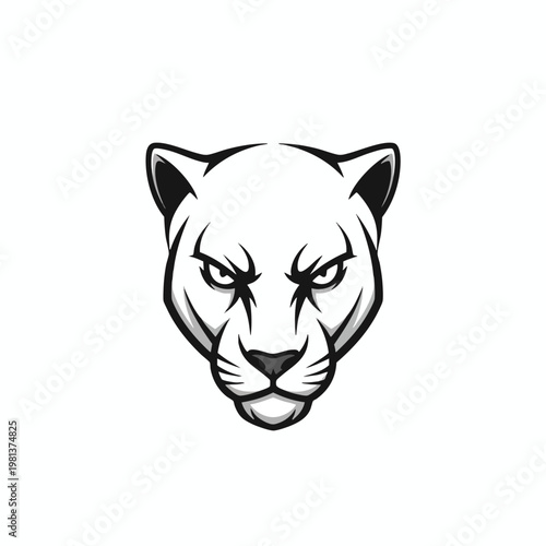 Stylish Black and White Panther Head Illustration for Fashion and Design
