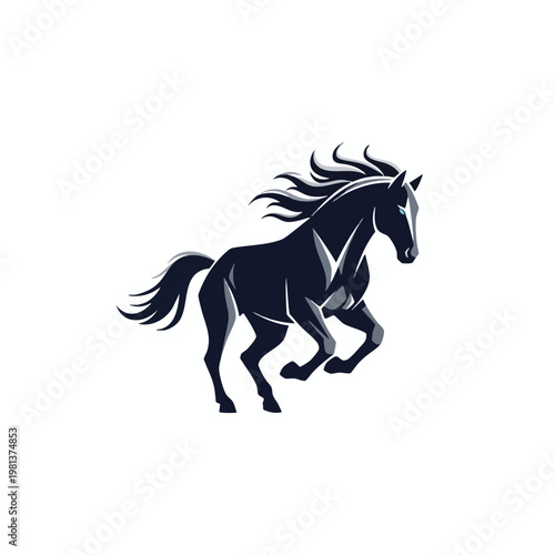 Dynamic Black Horse Silhouette in Motion for Creative Use